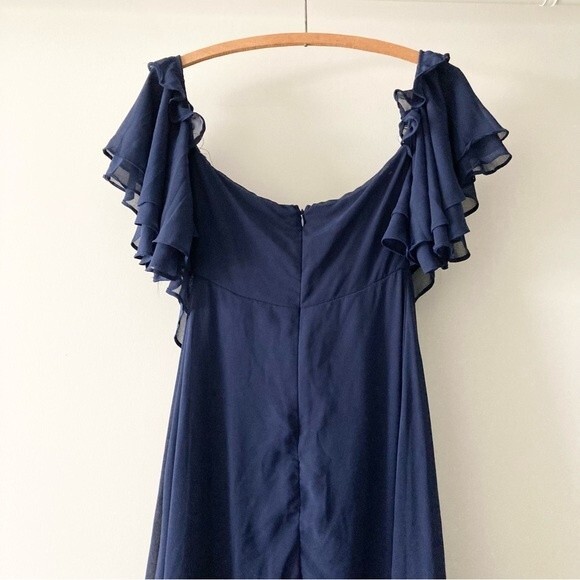Lulu's Navy Off-the-Shoulder Ruffled Maxi Dress Gown XS - Picture 6 of 7